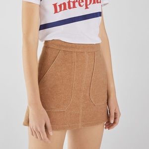 Bershka Brown Wool Mini Skirt